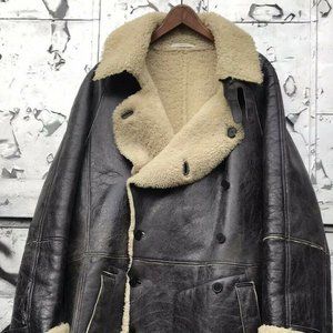 Vintage Saint Laurent Shearling Fur Coat Mens (48)